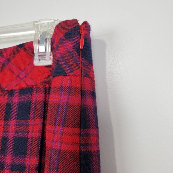 Talbots Plaid Wool Blend Career Academia Lined Faux Wrap Skirt Size 14 - Picture 6 of 10